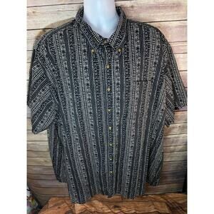 Harbor Bay Shirt Men's 4XL Black White Tropical Short Sleeve Button Down Shirt